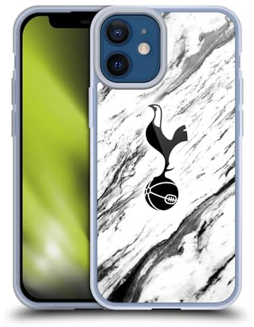 Head Case Designs Officially Licensed Tottenham Hotspur F.C. Black And White Marble Badge Gel Case [Military Grade Protection] Compatible with Apple iPhone 12 Mini and Compatible with MagSafe