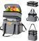 H HESHECEIN Lunchbox für Männer, Frauen, Kinder, 32 l, groß, erweiterbar, Doppeldeck, isolierte Lunch-Tasche, auslaufsicher, wiederverwendbar, Lunch-Kühltasche, geeignet für Arbeit, 42 Dosen, Grau