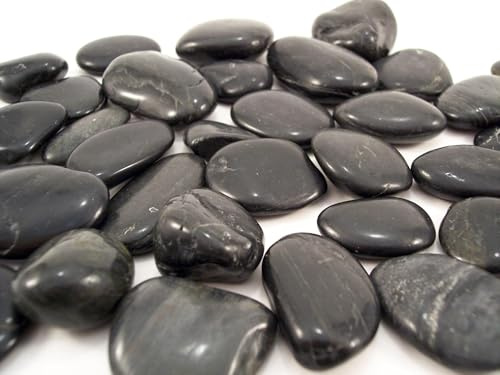 Bolsa de 20 kg de Piedras negras para decoracion de jardines exteriores o interiores, Tamaño medianao (30/50) resistentes a la humedad y al sol. (20 kG)