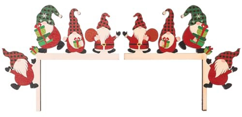 Amosfun 2st Türrahmen-dekor-Statue Eckschild Mit Holzrahmen Feiertags-türeckendekoration Wichtel Türeckschild Weihnachtliche Türrahmendekorationen DIY Drinnen Ältere Hölzern Holzschnitzen