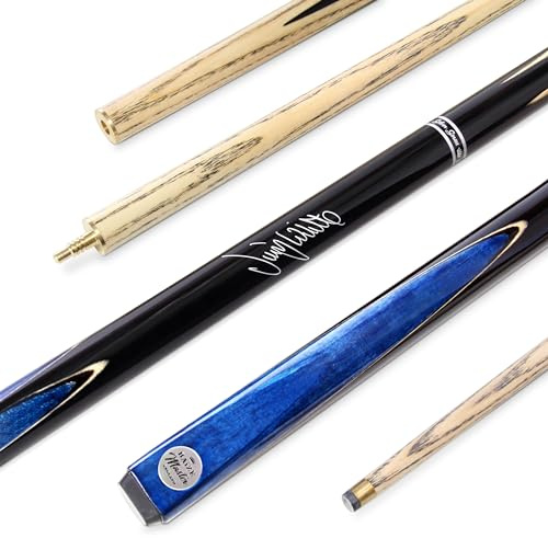BAIZE MASTER 57 Inch Jimmy White Signature VICTORY Two Piece 2pc Ash Snooker Pool Cue with 9.5mm Layered Tip (Blue)