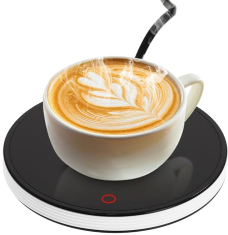 Intelligenter Tassenwärmer Heizplatte Auto-Aus, Kaffeetassenwärmer, Elektrisch Beheizter Untersetzer Bis zu 55℃, Elektrischer Getränkewärmer für Schreibtisch Zuhause Büro (Weiß)