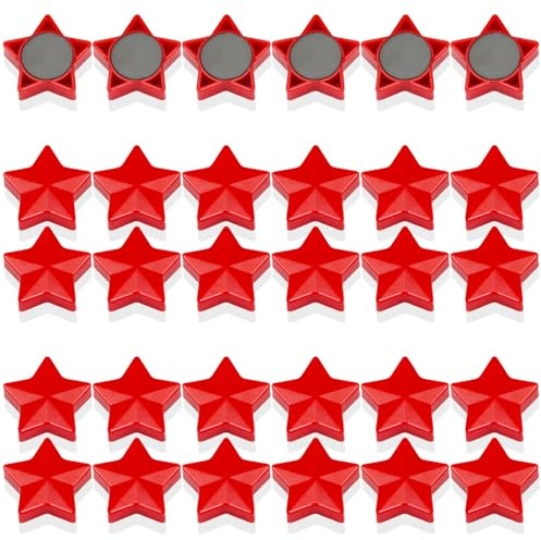 PYJLBX Imanes Nevera Imanes Potentes, 30 Piezas Imanes Pizarra Magnetica Imanes Pequeños Iman Potente Iman Nevera Magnets Imanes Pizarra Mini Imanes para Pizarra Magnetica, Nevera (Estrella, Rojo)