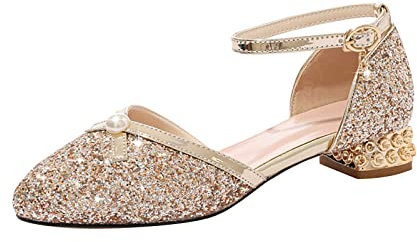 koperras Kleine/große Kinder süße Ecksandalen mit offenen Zehen für Mädchen, einfach an- und auszuziehen, leicht gepolstert für Komfort Winter Jagdstiefel Herren (Gold, 33.5 Big Kids)