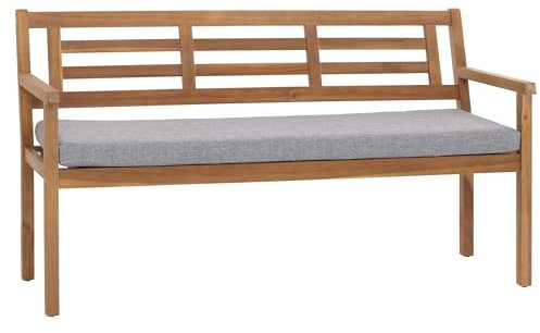 Mendler Gartenbank HWC-N47, Sitzbank Parkbank Holzbank, Massiv-Holz Akazie MVG-Zertifiziert - Kissen grau