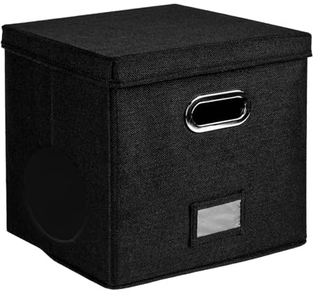 Caja de almacenamiento para discos de vinilo, caja de álbumes con tapa y asa, caja decorativa para más de 50 discos de 12 pulgadas, caja de almacenamiento para el armario de trabajo, Heimorg