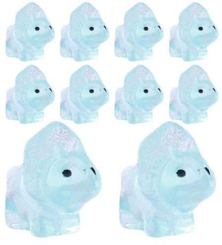 Rurunklee Triceratops | 10 x Dino-Skulpturen aus Kunstharz – kleine Dinosaurier, leuchten im Dunkeln, Dinosaurier-Figur für Kinder, Dinosaurier, Partygeschenk, Taschenfüller,