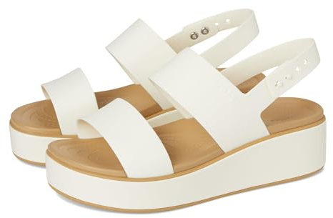 Crocs Women's Brooklyn Low Wedges, Platform Sandals, Chalk/Tan, 9