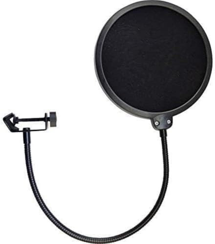 Aibulo Microphone Pop Filter – Dual-Layer Wind Shield with 360° Gooseneck for Studio Recording, Broadcasting, and Podcasting – Universal Clamp for All Microphones