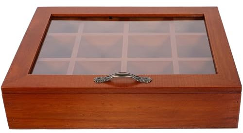 Coffre A Bijoux Femme Pochettes Mallette De Rangement Boîtes Sacs Café Instantané Avec Grilles Couvercle Transparent Porte-sachet Thé Bois Paquets Sucre Épices(26*20*7cm） Boite Bijoux Homme Boite Cade