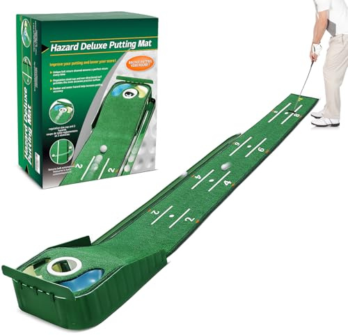 Tapis de golf vert pour l'intérieur, mat avec retour de balle et 3 trous, aide à l'entraînement et à la pratique à la maison ou au bureau, accessoires cadeaux pour homme
