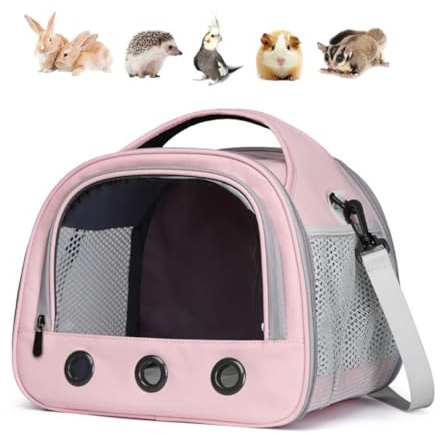SOONHUA Sac Transport Petits Animaux Portable Cochon d'Inde Respirant | Sac voyage pour petits animaux avec fenêtre transparente et maille respirante pour oiseaux, rats et rongeurs