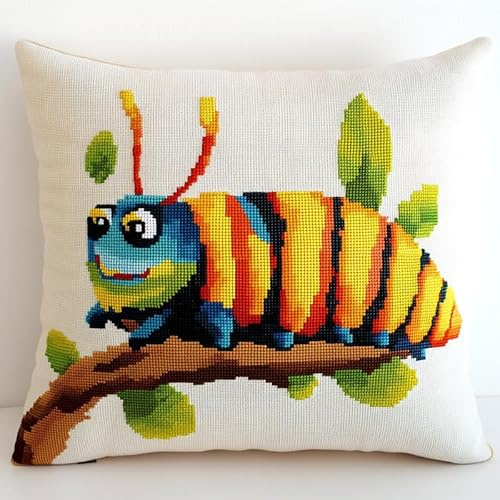XDEGHUANGSS Kit completo di chiusura a gancio per cuscini, kit di gancio per principianti adulti o bambini, artigianato creativo, 43 x 43 cm, ciniglia di cartone animato