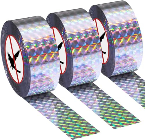 3 Rouleaux Ruban Répulsif Oiseaux,80m x 2,4cm Ruban Réfléchissant Anti Oiseaux,Bande Répulsive, Anti Pigeon Protection du Jardin et Lutte Contre Les Nuisibles