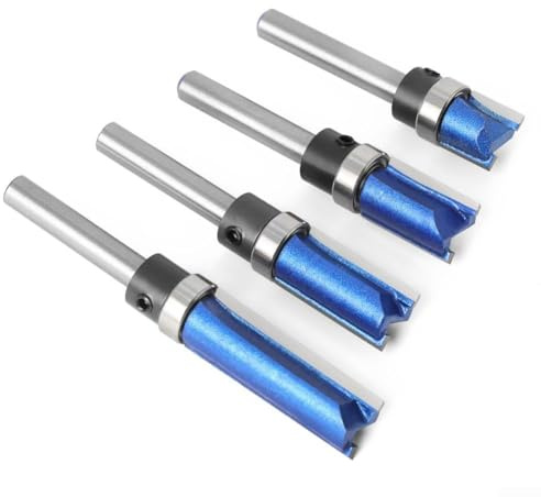 Fraise à défoncer avec roulement supérieur et tige de 6 mm pour le travail du bois industriel sur bois dur, panneaux de particules, matériaux acryliques (4#)