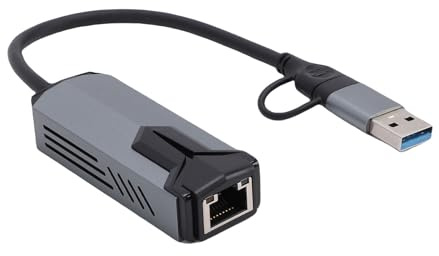 Plyisty Adaptador Ethernet 5G USB 3.0, 5000Mbps 2 en 1 USB-A Tipo-C a RJ45 Convertidor de Red LAN de Alta Velocidad, Dongle de Internet Gigabit para PC Portátil