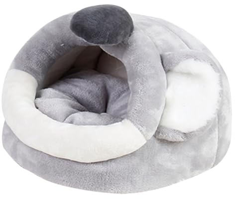 Kichvoe Maison Troglodyte L en Flanelle et Coton PP pour Petits Animaux, Lit Chaud et Douillet pour Hamster et Cochon D’Inde, Nid D’Hiver Confortable et Isolant, Refuge Hivernal pour Cage