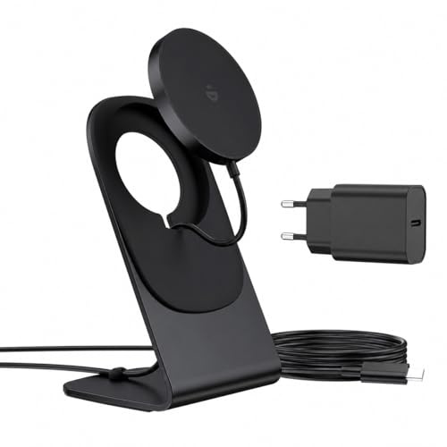Induktiv laddningsstation kompatibel med magnetisk laddare, trådlös laddare trådlös snabbladdare kompatibel med iPhone 17e/17/16/15/14/13/12 Pro Max/Air/Plus/Pro-serien, svart