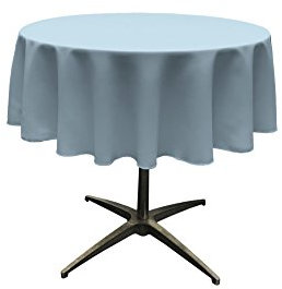 LA Linen Popeline-Tischdecke, rund, Polyester, Hellblau, 130 cm