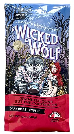 Raven's Brew Wicked Wolf Whole Bean Coffee, 12 Ounce - Dark Roast - Full Body of Currant and Spice