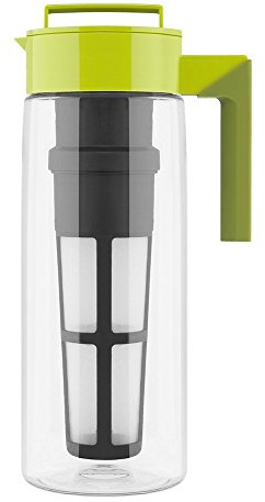 Takeya Flash Chill Iced Tea Maker - Versatile Tea Brewer for Loose/Bagged Tea - Patented Flash Chill Tech Hot/Cold Use BPA-Free Tritan Dishwasher Safe - Airtight Lid Made in USA - 2 Quart/Avocado