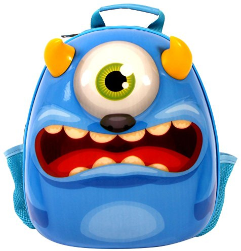 Bayer Chic 2000 Bouncie med 3D-monstermotiv, lämplig för förskola, stor barnryggsäck, 35 cm, blå