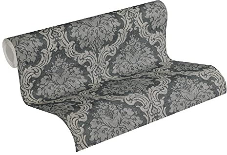 Livingwalls 367166 36716-6 Paradise Garden Papier peint intissé avec ornements baroques Noir/gris 10,05 x 0,53 m