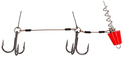FISHN Screw In Gäddsystem – Shallow Rig med eller utan utbytbara vikter 5–20 g för softlures upp till 25 cm med ultra-skarpa Mustad-krokar (Switch Röd)