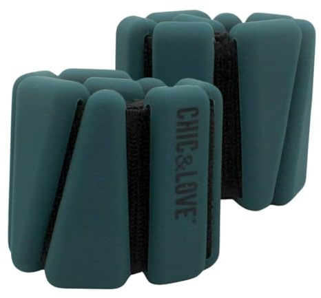 CHIC & LOVE | Set de Pesas Lastradas para Tobillos y Muñecas | 2x0,45 Kg de Peso | Ajustables y Regulables |para Tonificar y Potenciar Tus Rutinas Ejercicio | Gimnasio, Natacion, Caminar o Pilates