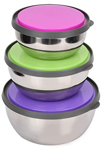 Set Ciotole In Acciaio Inox Con Coperchio Ermetico Colorato, Ciotola Per Impastare Insalatiera, Ciotole Impilabile Per Impastare, Cucina, Lievitazione, Conservazione, Fornitura