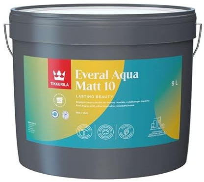 TIKKURILA Everal Aqua 10 - Matt Paint For Wood & Metal - Fast Drying Acrylic Enamel - 10 Litres
