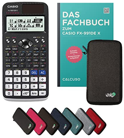 Casio fx-991DE X inkl. Schutztasche Dunkelgrau & Fachbuch (128 Seiten, DIN A5) – Wissenschaftlicher Rechner – Smart Set