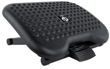 TOOQ TQFR0603-B - Reposapiés Ajustable en 3 Niveles de Altura e Inclinación, para Uso en Oficina y en Casa, Superficie Antideslizante, Color Negro