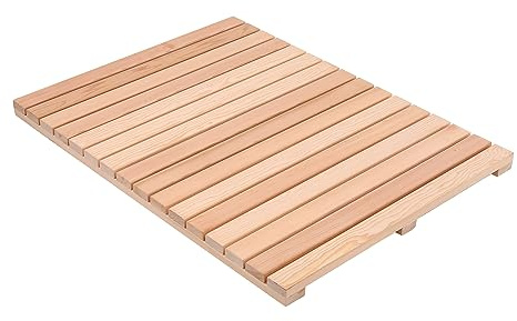 bingaai Cedar Wood Shower Mat, Cedar Wooden Bath Mats, Wood Bath Mat 31.5 × 23.6 in, Shower Stall Mat Non-Slip for Bathroom Bathtub Spa Sauna Garden Home, Wooden Floor Mat Large for Indoor and Outdoor