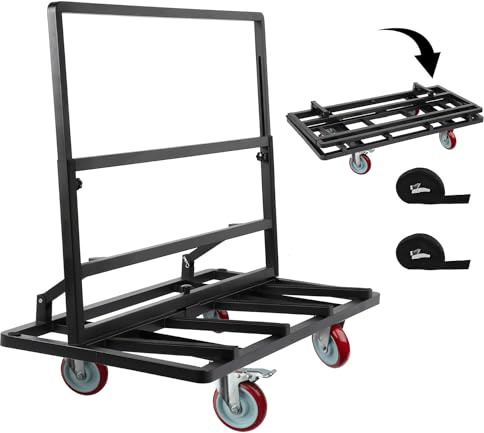 Eastrexon Vikbar gipsväggsvagn, gipsdocka med PU-svängbara hjul, 113 cm x 55 cm x 94 cm plywoodvagn med 100 kg lastkapacitet, bärbar panel, lastvagn för hantering av plywood, gipsskivor, glas