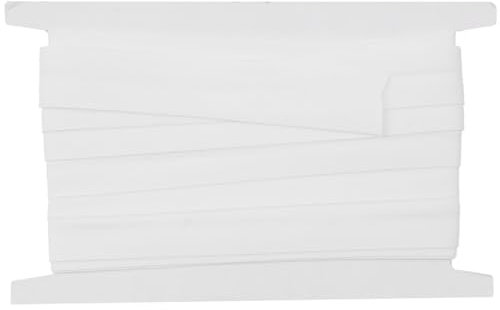 5m x 20mm Wolltresse Schrägband aus Baumwolle Factory Gefalzt Baumwollband Webbing mit Fischgrätenstich für Heimwerker Handwerk Nähen Stricken Einfassband Uni gefalzt,Einfach zu nähen-Weiß