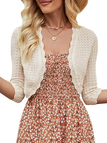 JOKELAMB Women's Open Front Bolero Shrug for Dresses Lightweight Cardigans Cropped Jacket