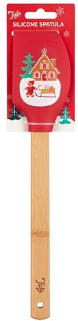Tala Gingerbread Design Silicone Spatula with Bamboo Wood Handle, Scratch-Free Design and Optimal for Festive Baking