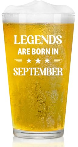 Joymaking Beer Glass Birthday Gifts for Men - Legends are Born in September, Gifts for Men Birthday Present, Mens Birthday Gifts, Gifts for Him Who Has Everything, Gifts for Men Birthday Unique 15oz