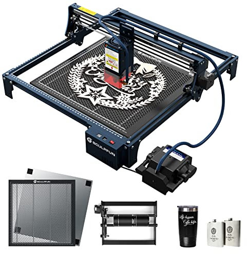 SCULPFUN S30 Pro Max La-ser Engraving Machine, 20W Output Power CNC Cutter Engraver with Rotating Roller, Automatic Controlled Air Assist and Honeycomb Protection Board, 0.05mm High Engraving Accuracy