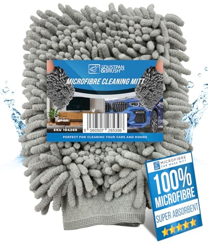 Microfibre Cloth Car Wash Mitt Glove – Double Sided Wash Mitt for Car Washing - 100% Lint-Free, Super Absorbent Cleaning – Ideal for Cleaning Vehicle and Motorcycles