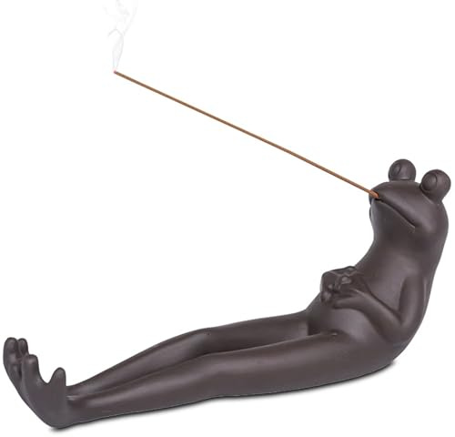 ZONSUSE Porta Incenso Rana,Bruciatore di Incenso di Sabbia Viola Rana,Supporto per Bastoncini Incenso Carino, per Bastoncini di Incenso di Salvia Bianca, Lavanda, Sandalo e Agarwood (Frog)