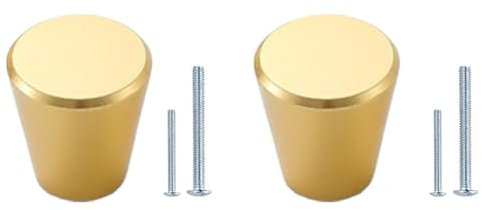 CjingCH 2 Packs Gold Cabinet Knobs Cylinder-Shaped Kitchen Cupboard Knob Alloy Cupboard Handles Knobs with Screws for Drawer Cupboard Wardrobe