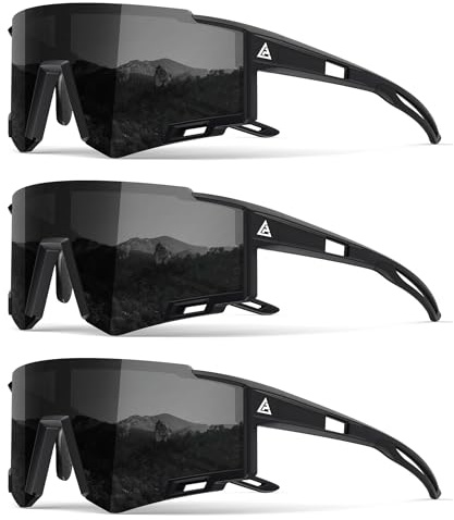 NSSIW Kids Sunglasses Youth Baseball Softball Sunglasses for Boys Girls Age 4-14 UV400 Protection Cycling Sports 3 Pack
