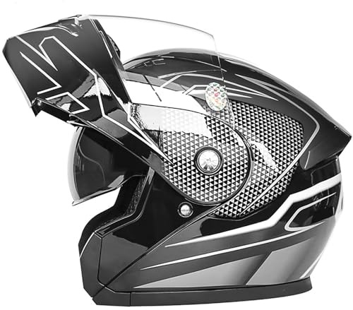 BDBLFLTZ Casque Moto intégral modulaire avec Double visière et Multiples aérations Casque Moto Rabattable homologué Dot/ECE pour Hommes et Femmes Casque Moto cyclomoteur Scooter F,L(59-60cm)