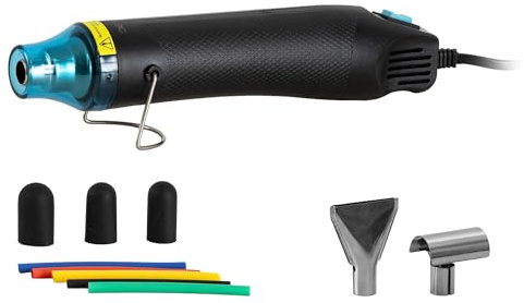 Cecotec Pistola de Calor con Cable Compacta HellGun 200. 450W, Alcanza hasta 570ºC, Temperatura Regulable en 3 Niveles, Incluye 3 Boquillas y Fundas Protectoras para Dedos, Cable de 1,5m