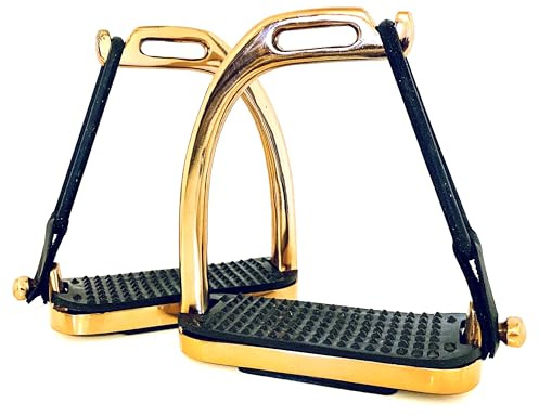 EXTREME Horse Riding Stirrups PEACOCK ROSE GOLD Gloss Fillis Safety S/Steel With Strong Treads (4.5 Inches)
