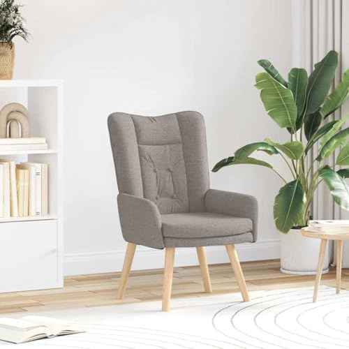 Ordellia Fåtölj brungrå 63 x 67 x 94 cm, tyg och plywood, vadderad armstol för vardagsrum, sovrum, kontor, bekvämt sittande