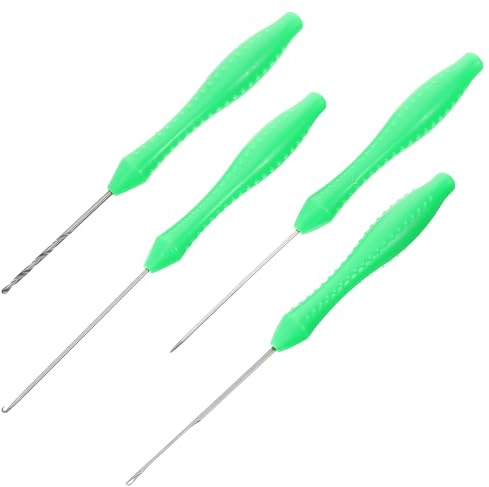 CALLARON Juego de 4 Agujas para Cebo de Pesca, Herramienta de Acero Inoxidable y Plástico Resistente al Óxido, Accesorio Compacto y Ligero para Señuelos Blandos y Gusanos en Pesca