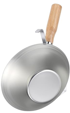 Aramox Bucket Scoop, Galvanized Iron Construction Mud Pan with Wood Handle, Plastering Bowl and Builders
